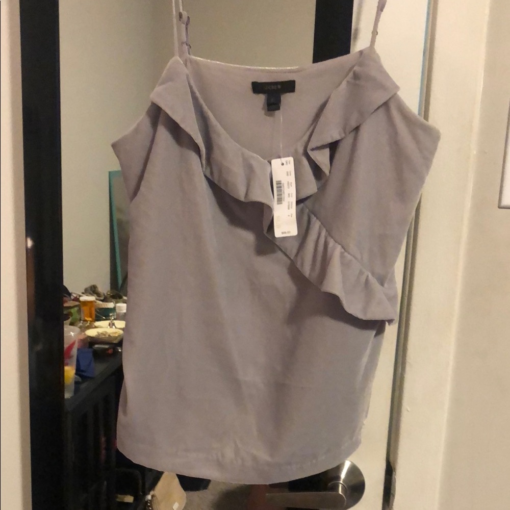 J. Crew Gray Ruffled Sleeveless Camisole